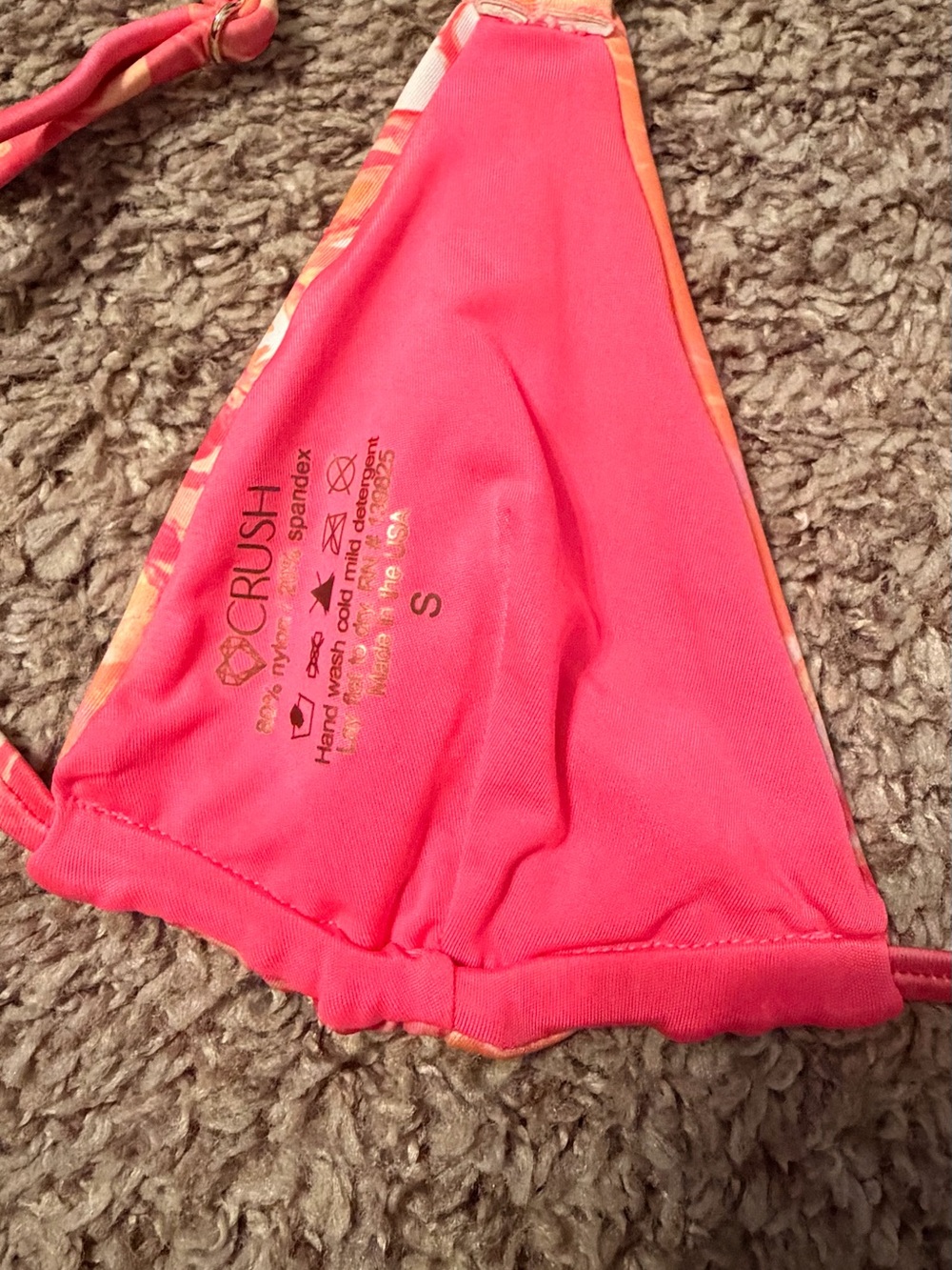 Marbled Pink Orange Triangle Bikini Set - Picture 7 of 10